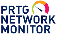 PRTG Network Monitor logo with a gauge
